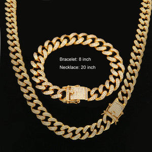 Men's Cuban Diamond Necklace and Bracelet set